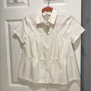 Madewell White Tiered Button Down